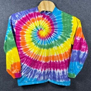 Hanes Beefy T Tie Dye Rainbow Spiral Long‎ Sleeve T Shirt Adult L